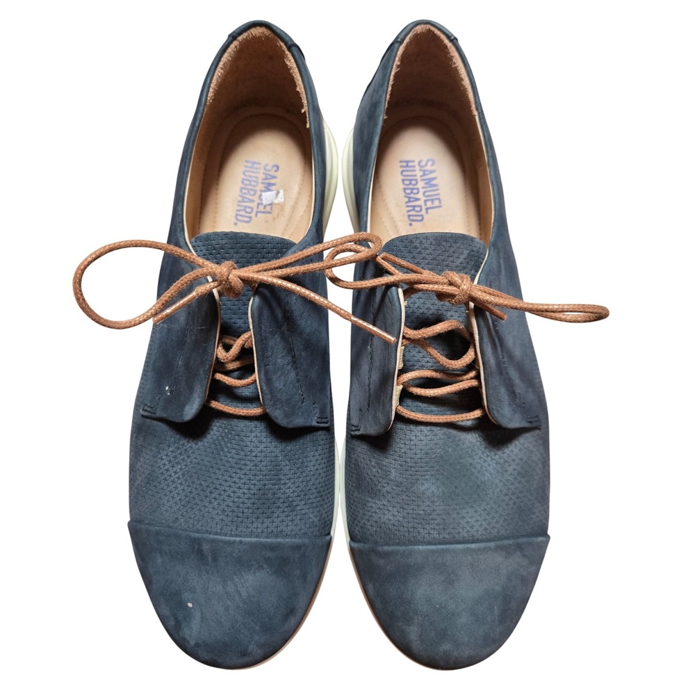 Samuel Hubbard Womens Navy Suede Oxford Shoes‎ Comfort Size 6.5 US Preppy Work
